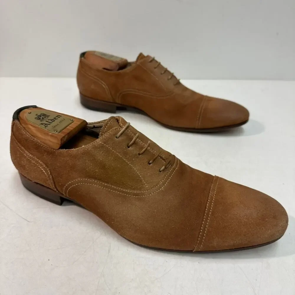 VGUC Paul Smith Tan Cap Toe Oxford Snuff Suede Made in Spain UK 8 / US 9